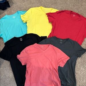 Banana Republic, Express V-Neck T-Shirts - Red, Yellow, Blue, Black, Gray, Pink